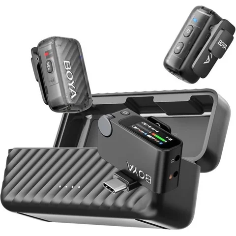 BOYA BOYA BOYAMIC 2 Mini Microphone Mobile pour iPhone/Android/PC Microphone de Lavalier USB-C avec suppression du bruit AI