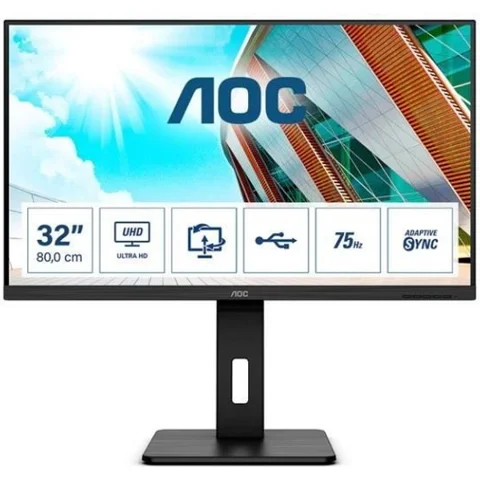 AOC AOC U32P2 - Écran LED - 31.5 - 3840 x 2160 4K @ 75 Hz - VA - 350 cd/m² - 3000:1 - 4 ms - 2xHDMI DisplayPort - haut-parleurs - noir