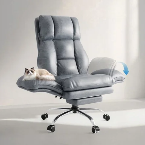 PATBRELA Chaise Gaming Pivotante+Accoudoirs Rabattables+dossier Haut Inclinable à 135° -Chaise de Bureau Ergonomique gris