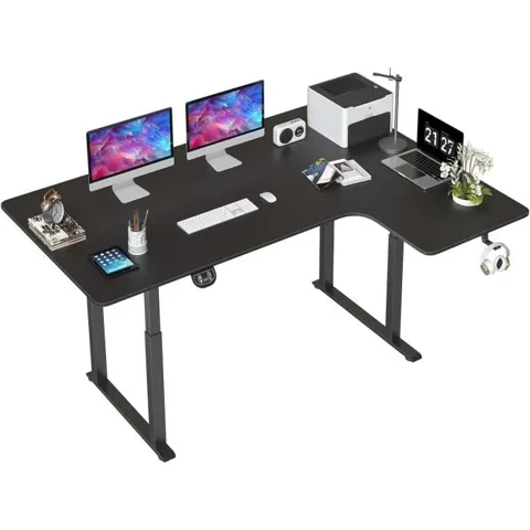 DRIPEX Dripex Bureau électrique ajusté en hauteur 180 x 110cm bureau en forme de L Bureau debout avec 4 jambes pour super stabilité